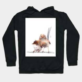 two wrens watercolor art print Hoodie